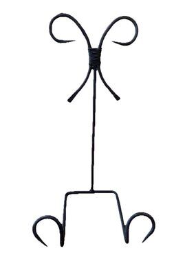 12" Black Iron Display Stand/Easel Holds Pictures, Books, Plates, Art Vintage
